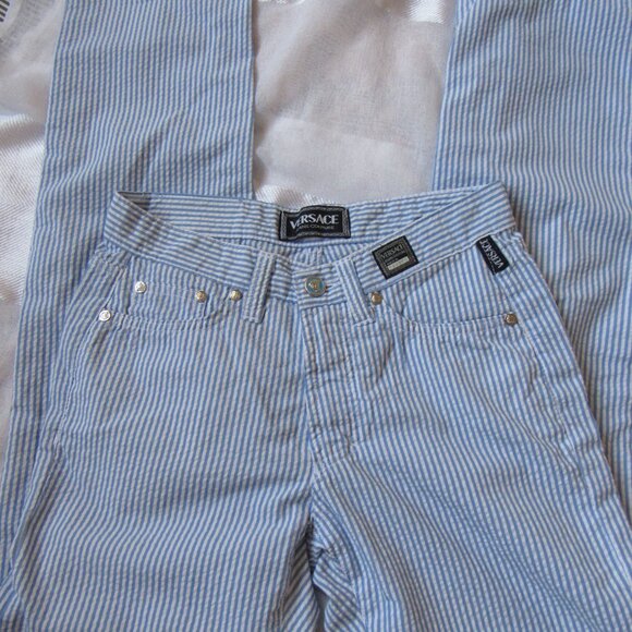 Versace Jeans Couture Women Pants Trousers Size 26 /S (40IT),White/Blue - Picture 5 of 7